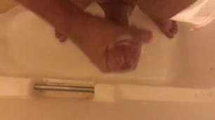 Solo male masturbation in shower
