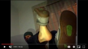 Skater thug showing his feet on webcam