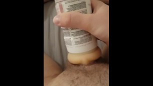 Teen guy creampies a fake vagina