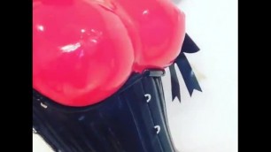 Close view in latex outfit