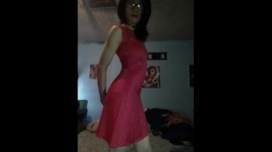 ts tease dancing, with butt plug. pretty in pink