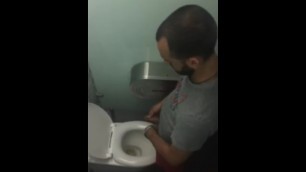 Str8 Bearded Dude caught pissing in stall nice cock on this straight guy