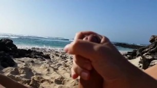 Solo. Waxed boy wanks in the beach