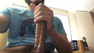 College boy Strokes Big Dick. HUGE Cumshot + Cum Play