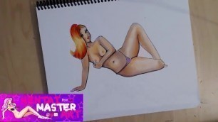 Sexy Redhead HornyHuntress Speed drawing fan art