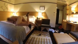 tall hairy chested guy with big cock fucks girl in hotel room