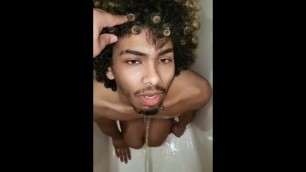 Hairy twink gets a mouthful of piss for the first time