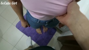 Dragged me into the school bathroom and I gave him a Blowjob.Cum in panties