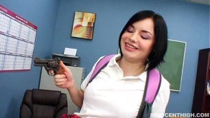 Cute innocent brunette girl enjoys getting banged by her teacher