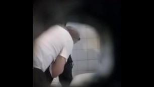 Spying On Two Guys Jacking Off at Restroom Urinal