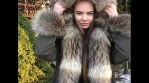 Showing off fur parka