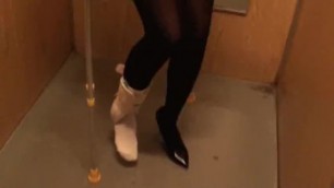 Aircast over white socks and black tights for my love