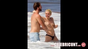 Wild Blonde Celebrity Miley Cyrus Tits & Pussy Compilation