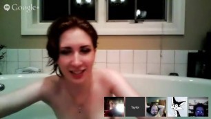 redhead in the bath flashing alot. (long vid)