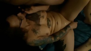 Tattooed wife sucks cock with glasses on