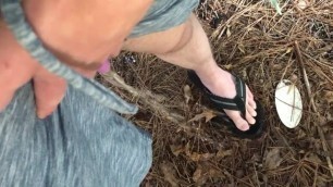 Desperate transman pisses outside and on feet with stp