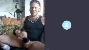 Flesh lite Jerking my Huge Cock on Skype. PatrickFamousCock