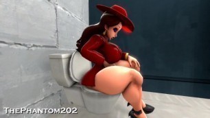 Extra thick Pauline and the Tiny Toilet