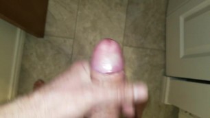 Jerking off. Was going to cum on the counter but shot it on the floor.
