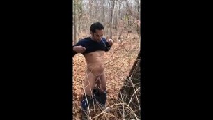 Handsome Slicked-Hair Guy Pees in the Woods for Money (Re-Upload).