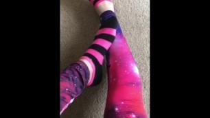 Galaxy Leggings with Pink Striped socks