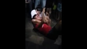 MMA girl beats thief in brazil (strong headlock)