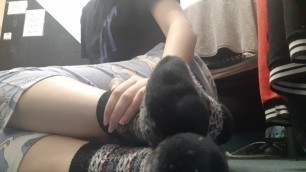 Sexy girl in socks get them off
