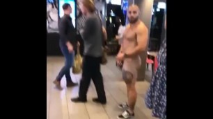 Muscle naked guy shopping