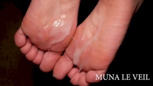 Massive SLOW MOTION Cumshot on Muna's Soft Soles