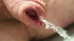 Super close up pissing uncut flaccid soft cock #4