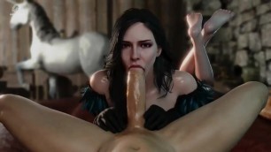 Yennefer give's a lucky slave a dp blow cleaning has sound