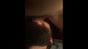 Bearded bear shows of deepthroating skills with long cock