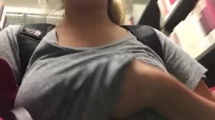 In the Library Flashing Titty Drop