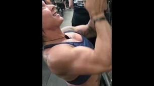 Ripped girl working out