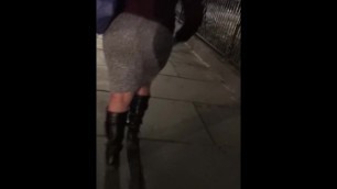 Fat ass black milf walking home