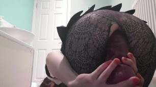 Cosplay Teen Loves Anal Fills Cute Butt With Giant Dildo