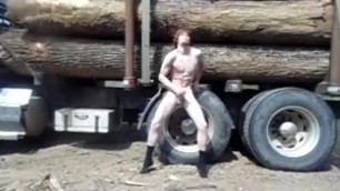Very risky fully nude public masturbation from a hot southern ginger stud