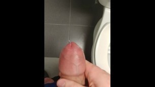 Cum on the floor in college's bathroom stall during break
