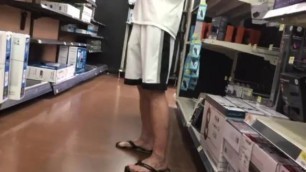 Enormous freeball bulge on guy at store