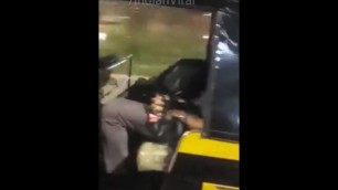 Indian teen girl gives blowjob in rickshaw
