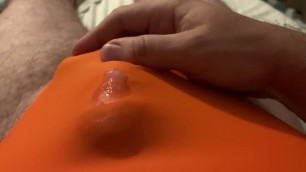 Cum in Orange Swimsuit