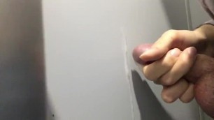 Arab guy cum in public bathroom