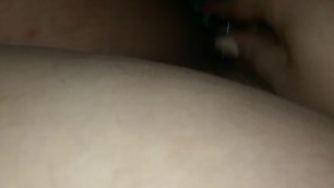 Good fat wife fucking hairy pussy with glass dildo