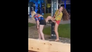Sexy step-sister shows pussy in public