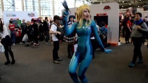 High Quality Zero Suit Samus Cosplayer Dancing at a Con