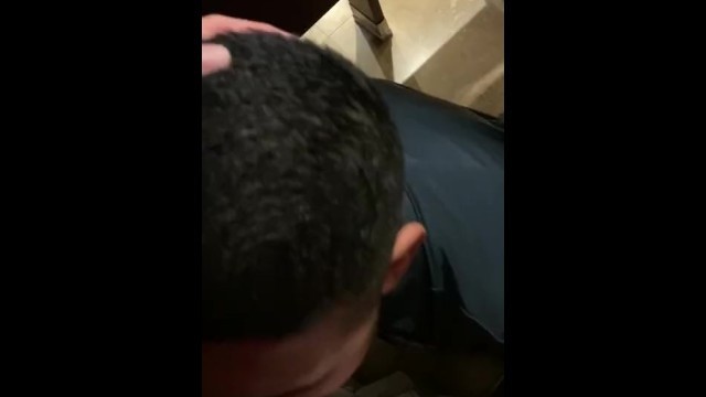 Letting my friend suck my cock at work