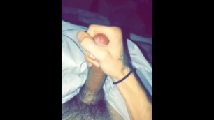 Stroking my big dick and shooting a load