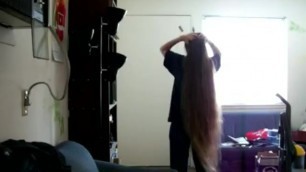 Playing with very long hair