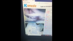 Omegle couple giving blowjob while I stroke my dick