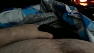Bear jerking off with pocket pussy and hot cumshot